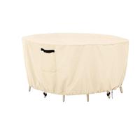 Waterproof Outdoor Round Table Cover Oxford UV Block Garden Furniture Chair Set Dust Cover Protection Patio 420D Heavy Rain Snow(Beige,227x100cm)