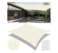 Waterproof Outdoor Shade Sail 98% UV Protection Tear-Resistant Polyester Canopy with 4 Fixed Ropes for Patio Garden Terrace Balcony Cream 3.2x3.5M