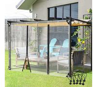 Waterproof Outdoor Side Wall with Zipper, 0.35mm Thick Transparent PVC Curtain with Grommets for Pergola, Veranda, Pavilion (Color: Clear, Size: 4.5x3m)
