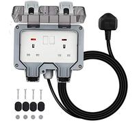 Waterproof Outdoor Socket With 3M Extension Cable - Double 13A IP66 Wall Electrical Outlets, Weatherproof Outside Plug Socket With Switched Covers