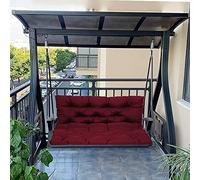 Waterproof Outdoor Swing Chair Cushion 2 3 Seater Thick Replacement Seat & Backrest for Patio Garden Hammock - Washable Dark Red 100x100x10 cm