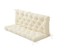 Waterproof Outdoor Swing Cushion with 7 Ties & Backrest 8cm Thick Soft Patio Bench Cushion for 2 3 Seater Swing Chair Non Removable Natural 39x39x3.9in Perfect for Garden & Porch