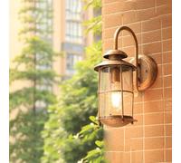 Waterproof Outdoor Wall Sconce, European Style Antique Black Wrought Iron Wall Lantern with Glass Shade, Rainproof Wall Light Fixture for Patio, Garden, Villa, Balcony, Exterior Home Decor