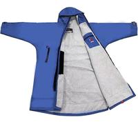 Waterproof Oversize Adult Swimming Changing Robe,Windproof Hooded Surf Poncho Coat Swim Towel - Swimming, Surfing, OCR Events - Long Sleeves (Navy Blue/Grey,S)