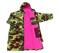 Waterproof Oversize Swimming Changing Robe, Adult Windproof Hooded Surf Poncho Coat Swim Towel - Swimming, Surfing, OCR Events - Long Sleeves. (XL, Camouflage/Pink)