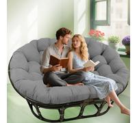 Waterproof Oversized Double Chair Cushion for Wicker Egg Chairs Fluffy 2Person Recliner Lounger Cushion for Balcony Backyard Porch & Bedroom