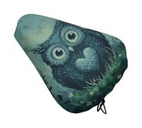 Waterproof Owl on Meadow Bike Seat Cushion Cover, Padded Bicycle Seat Cover with Drawstring for Men Women, Wide Bike Saddles Protector for Mountain Exercise Road City Outdoor Biking