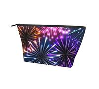 Waterproof Oxford Cosmetic Bag Dazzling Colorful Fireworks, Large Capacity Makeup Pouch with Zipper for Girls Women, Luxury Toiletry Pen Pencil Cosmetic Holder