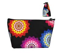 Waterproof Oxford Cosmetic Bag Psychedelic Sunflower Kaleidoscope Pattern, Large Capacity Makeup Pouch with Zipper for Girls Women, Luxury Toiletry Pen Pencil Cosmetic Holder