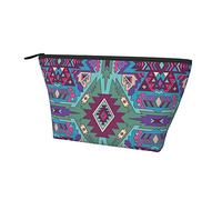 Waterproof Oxford Cosmetic Bag Southwestern Aztec Native American Pattern, Large Capacity Makeup Pouch with Zipper for Girls Women, Luxury Toiletry Pen Pencil Cosmetic Holder