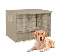 Waterproof Oxford Fabric Cover For Pet Cage, With Door And Breathable Window, Easy To Put On, Dog Crate Indoor Outdoor Protection, Available In 5 Sizes, Black/Beige For Most Cage