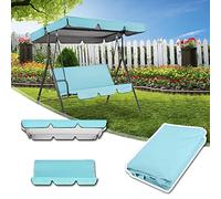 Waterproof Oxford Fabric Swing Chair Cover Set with Canopy Replacement Cushions for 23 Seat Garden Swing Light Blue 164 x 114 x 15 cm& WeatherResistant