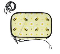 waterproof passport holder for travel Cute Yellow Bee Daisy Pattern