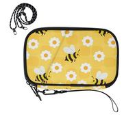 waterproof passport holder for travel Yellow Honeycomb Bee Daisy