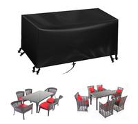Waterproof Patio Fur Cover 400cm Rattan Outdoor Table Cover 400x70x40cm Garden Fur Protector with Adjustable Cord for Tables and Chairs