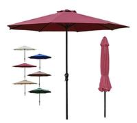 Waterproof Patio Umbrella Round Beach Sunshade 270x250cm 8 Ribs UV Protection Windproof Available in White Beige Brown Blue Red Green - Perfect for Garden & Outdoor Use
