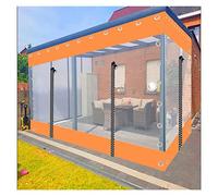 Waterproof Pavilion Canopy 600g/㎡ Anti-UV PVC Curtain with Grommets & Zipper Transparent Waterproof Cover for Patio Garden (8.2x8.2ft/2.5x2.5m)