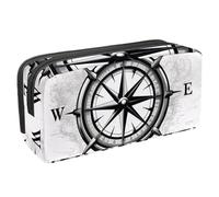Waterproof Pencil Case Large Capacity Pencil Pouch with Zipper, Compass Print Stationery Pen Bag Pouch Holder Box Organizer for Teens Girls Adults Student