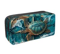 Waterproof Pencil Case Large Capacity Pencil Pouch with Zipper, Compass Turtle Seawater Stationery Pen Bag Pouch Holder Box Organizer for Teens Girls Adults Student