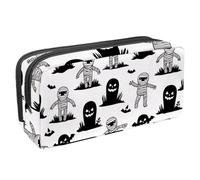 Waterproof Pencil Case Large Capacity Pencil Pouch with Zipper, Halloween Tombstones Mummies Stationery Pen Bag Pouch Holder Box Organizer for Teens Girls Adults Student