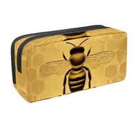 Waterproof Pencil Case Large Capacity Pencil Pouch with Zipper, Hive and Bee Stationery Pen Bag Pouch Holder Box Organizer for Teens Girls Adults Student