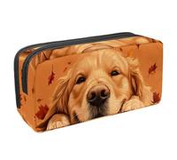 Waterproof Pencil Case Large Capacity Pencil Pouch with Zipper, Map Leaf Golden Retriever Stationery Pen Bag Pouch Holder Box Organizer for Teens Girls Adults Student