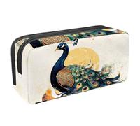 Waterproof Pencil Case Large Capacity Pencil Pouch with Zipper, Peacock Illustration Stationery Pen Bag Pouch Holder Box Organizer for Teens Girls Adults Student