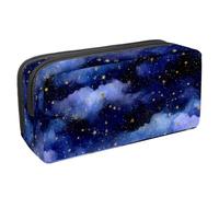 Waterproof Pencil Case Large Capacity Pencil Pouch with Zipper, Purple Night Clouds Stars Stationery Pen Bag Pouch Holder Box Organizer for Teens Girls Adults Student