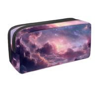 Waterproof Pencil Case Large Capacity Pencil Pouch with Zipper, Purple Night Sky Clouds Stationery Pen Bag Pouch Holder Box Organizer for Teens Girls Adults Student