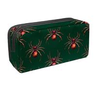 Waterproof Pencil Case Large Capacity Pencil Pouch with Zipper, Red Spider Dark Green Stationery Pen Bag Pouch Holder Box Organizer for Teens Girls Adults Student
