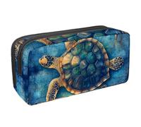 Waterproof Pencil Case Large Capacity Pencil Pouch with Zipper, Retro Compass and Turtle Stationery Pen Bag Pouch Holder Box Organizer for Teens Girls Adults Student