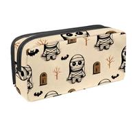 Waterproof Pencil Case Large Capacity Pencil Pouch with Zipper, Tombstone Mummies Bat Stationery Pen Bag Pouch Holder Box Organizer for Teens Girls Adults Student