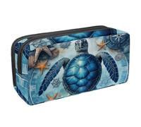 Waterproof Pencil Case Large Capacity Pencil Pouch with Zipper, Turtle Starfish Compass Stationery Pen Bag Pouch Holder Box Organizer for Teens Girls Adults Student