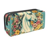 Waterproof Pencil Case Large Capacity Pencil Pouch with Zipper, Unicorn Dreams Flowers Stationery Pen Bag Pouch Holder Box Organizer for Teens Girls Adults Student