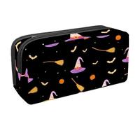 Waterproof Pencil Case Large Capacity Pencil Pouch with Zipper, Witch's Hat and Broom Stationery Pen Bag Pouch Holder Box Organizer for Teens Girls Adults Student