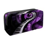 Waterproof Pencil Case, Spiral Piano Keys Purple Pen Bag Pencil Pouch with Zipper, Office Supplies Stationery Organizer for Student Teens Adults