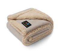 Waterproof Pet Blanket, Liquid Pee Proof Dog Blanket for Sofa Bed Couch, Reversible Sherpa Fleece Furniture Protector Cover for Small Medium Large Dogs Cats, Grey Beige Medium（57" x 40"）