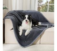 Waterproof Pet Blanket Liquidproof Dog Blanket for Sofa Bed Couch Reversible Sherpa Fleece Blanket Protector for Small Medium Large Dogs, Dark Grey, Large (65" x 57")
