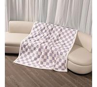 Waterproof Pet Blanket,Purple Checked Dog Stylish Jacquard Blankets for Bed Couch Sofa Covers Pets Throw Blankets for Puppy Cats Washable Reversible Furniture Protection Covers (Purple Check,M)