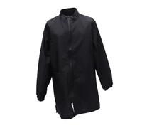 Waterproof Pet Cosmetologist Uniform with Long Zipper Black Long Sleeve Apron for Pet Salon and Hospital Workwear Size L