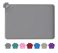 Waterproof Pet Feeding Mats with High Lips 55 x 38cm Silicone Mat, Nonslip Pet Food Mat for Dog, Cat, Prevent water goes down (GREY)