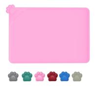 Waterproof Pet Feeding Mats with High Lips, Silicone Mat, Non-Slip Pet Food Mat for Dogs, Cats with Prevent Water from Going Down (Pink, 55 x 38 cm)