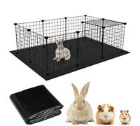 Waterproof Pet Playpen Mat, 59 x 39 Inch Cage Liner Reusable Floor Pad with Non-Slip Backing Perfect for Rabbit Guinea Pig Ferret Hamster and Other Small Animals (Black)
