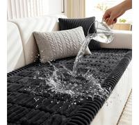 Waterproof Pet Sofa Cover for 2/3/4 Seater Couch L-Shaped Protector Thick Corduroy Fuzzy Pad Durable Dog & Kid-Friendly Settee Cover (Black 70x180cm)