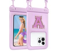 Waterproof Phone Pouch Floating, IPX68 Waterproof Phone Case for Beach Kayak Cruise Essentials, Dry Bag for iPhone 17 16 15 Pro Max Samsung S26 S25 S24, Up to 7", Purple Letter