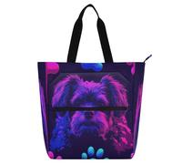 Waterproof Piano Bag for Lessons Neon Dog Pet Paws Music Tote with Zipper Pockets for Sheet Music & Books