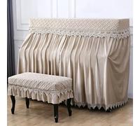 Waterproof Piano Cover - Washable & Scratch-Resistant Fabric, Easy Care for Restaurant & Stage, Bordered Design Protects Your Instrument,Beige,Standard Double Stool Set