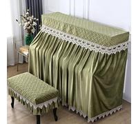 Waterproof Piano Cover - Washable & Scratch-Resistant Fabric, Easy Care for Restaurant & Stage, Bordered Design Protects Your Instrument,Green,Enlarged Double Stool Set