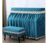Waterproof Piano Cover - Washable & Scratch-Resistant Fabric, Easy Care for Restaurant & Stage, Bordered Design Protects Your Instrument,Blue,Standard Single Stool Set
