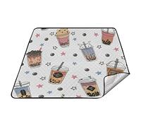 Waterproof Picnic Blanket Bubble Tea Yoga Blanket with Storage for Picnic
